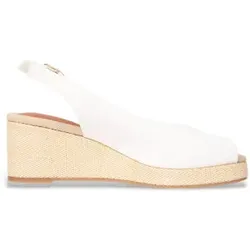 Tommy Hilfiger für Damen. FW0FW08595 Weiße Canvas-Keil-Espadrilles mit Keil (38), 5 bis 8 cm, Schnalle, Lässig