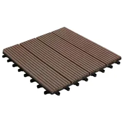 KARAT Klickfliesen Terrassenfliesen WPC Royal - 30 x 30 cm - Drainagefunktion - Witterungsbeständig // Dunkelbraun