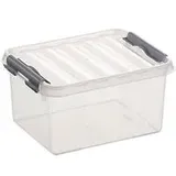 Aufbewahrungsbox Sunware Q-LINE, Verschlussclips, transparent, stapelbar, 2 l, L 200 x B 150 x H 100 mm, grau