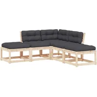 VidaXL 5-tlg. Garten-Sofagarnitur mit Kissen Massivholz Kiefer