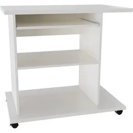 OTTO home Computertisch OTTO HOME "LOKVE, Laptoptisch, Schreibtisch", weiß (weiß, weiß), B:80cm H:75cm T:50cm, Tische, Computertisch, rollbar, Tastaturauszug, Towerfach, Druckerfach, Höhe 75 cm