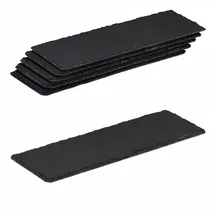 Relaxdays Schieferplatte 6er Set, längliche Servierplatten aus Schiefer, Servieren & Beschriften, 30x10 cm Anthrazit