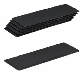 Relaxdays Schieferplatte 6er Set, längliche Servierplatten aus Schiefer, Servieren & Beschriften, 30x10 cm Anthrazit