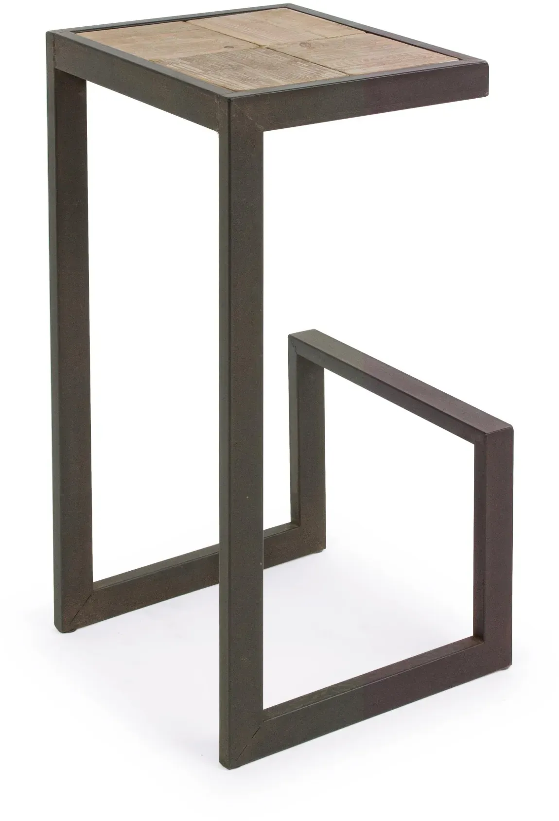 Barhocker Blocks aus Fichtenholz, skandinavisches Design, naturbraun, Metallgestell, Indoor