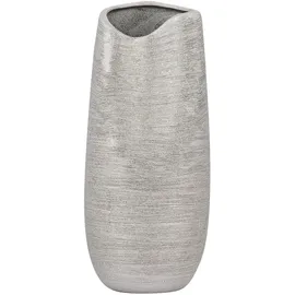 Beliani Dekovase DERBE Steinzeug 32 cm Silber