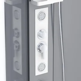 Swiss Aqua Technologies Komplettdusche mit Schiebetür 90 x 90 cm Silber/Weiß  Duschwanne