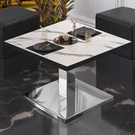 GGM Möbel Bistro Loungetisch Weiß Marmor 60 x 60 x 41 cm