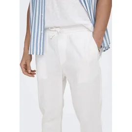 Only & Sons Schlupfhose ONSLINUS CROP 0007 COT LIN PNT NOOS Baumwolle mit Leinen, Gummizug und Kordel weiß S