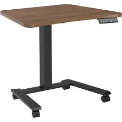 Viking Elektrisch Höhenverstellbar Sitz-Stehschreibtisch Trapezförmig Walnuss H-Fuß-Gestell 800 (B) x 600 (T) mm Holz, Metall