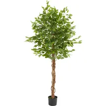 Tectake tectake® Künstlicher Ficusbaum, verschiedene Größen, mit viel Volumen, stabiler Kunststoff-Blumentopf