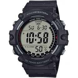Chronograph, schwarz, CASIO TIMELESS COLLECTION, Armbanduhren, Herren, Quarzuhr, Armbanduhr, Herrenuhr, Digitaluhr, bis 10 bar wasserdicht