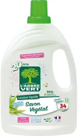 L'Arbre Vert Flüssiges Pflanzliches Waschmittel 1,53l