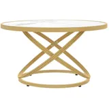 Barberpub Couchtisch Rund Weiß-Gold Holz 80 x 80 x 45 cm