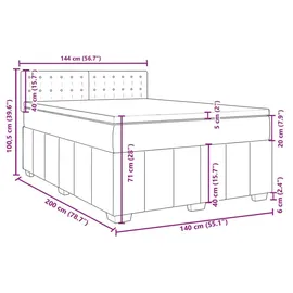vidaXL Boxspringbett 140 x 200 cm Dunkelgrau