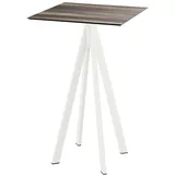Essentials Infinity Stehtisch Weiß gestell + Tropical Wood HPL 70x70 cm
