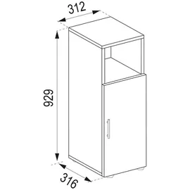 MID.YOU Unterschrank Flandu 31 x 93 x 30 cm Weiß