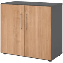 bümö Aktenschrank, Graphit, Nussbaum, Nachbildung,Nussbaum, 1 Fächer, Rechteckig, 80x74.8x42 cm, FSC Mix, Arbeitszimmer, Aktenschränke