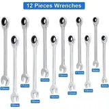 Ratschen-maulschlüssel-/verlängerungsschlüssel-set, Steckschlüssel- Und Bit-set, 8 Mm–19 Mm Verstellbarer Ratschenschlüssel, 12-teilig Für Heimwerkerarbeiten In Der Garage (verlängerungsschlüssel)