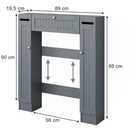 Vicco Toilettenschrank Grau, 89 x 99 cm mit 2 Toilettenpapierspendern