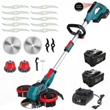 Akku Rasentrimmer für Makita Akkus, 3-in-1 kantenschneider & Rasentrimmer mit Unkrautbürste, Rasenkantenschneider, Freischneider Akku, Motorsense Akku - Inkl. 2 X 21V 4.0Ah Batterie & Ladegerät