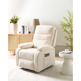 Beliani Fernsehsessel RISE Stoff 80 x 105 x 91 cm Hellbeige elektrisch mit Kissen