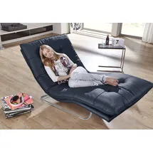 W.Schillig Relaxliege daily dreams Leder 95 x 91 x 170 cm Blau mit Kissen