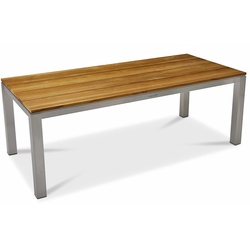 Tisch Alabama - 166 x 166 cm, Edelstahl - Teak gebürstet