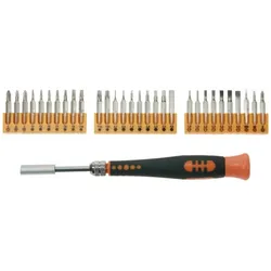 Velleman Präzisionsschraubendrehersatz, 32-teilig, Chrom-Molybdän-Vanadium, nicht-magnetisch, schwarz/orange