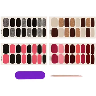 4 Stück Nagelkleber, Maniko-Nägel, selbstklebende Nägel, Nagelblatt-Aufkleber, einfarbige Aufkleber, klebriger Nagellack, Maniküre-Tipps, Dekorationen (B)