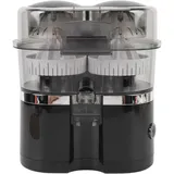 Elektrische Zitruspresse, Doppelkopf-Zitruspresse, Orangensaft-Extraktionsmaschine, Tragbarer Entsafter für Orange, Zitrone, Kiwi, Traube, Grapefruit, mit Reinigungsbürste (BLACK)