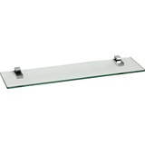 ib style Wandregal Glasregal 8mm eckig klar 60 x 15 cm + Clip KUBI Verchromt, Glasboden aus ESG-Sicherheitsglas - Wandregal silberfarben