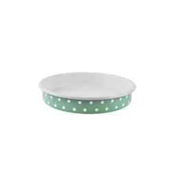 Sallys Emaille Ofenform - Ø28 cm gepunktet - Pastellgrün gepunktet