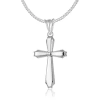 NAHLE Kette mit Anhänger Silber Kreuz Panzerkette Silberkette Kreuz Kette (inkl. Schmuckbox, 2-tlg), 925 Silber / rhodiniert silberfarben 50cm