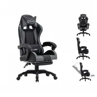 VidaXL Gaming Chair mit Fußstütze grau/schwarz