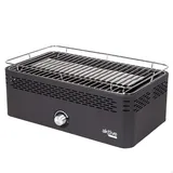 Aktive 63004 - Tragbarer Holzkohlegrill, wiederaufladbar, batteriebetrieben, rauchfrei, schwarz, rechteckig, Tropfschutz, Maße 45x28x19cm, inkl. Tragetasche, Terrassen-, Balkongrill