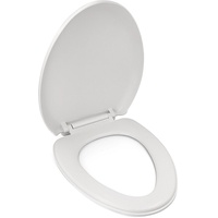 Toilettendeckel mit Absenkautomatik, Klodeckel weiß, Klobrille D-Form, WC-Brille