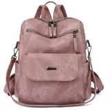 Puwuzixi Damen-Rucksack, wasserdicht, diebstahlsicher, leicht, PU, modisch, Reise, Mehrzweck, wandelbar, Geldbörse, Umhängetasche, Handtasche, Rucksack, rose, 42