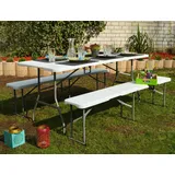 AMANKA Bierzeltgarnitur für 8 Personen - 180 x 70 cm Esstisch mit 2 Bänken - Kunststoff
