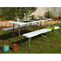 AMANKA Bierzeltgarnitur für 8 Personen - 180 x 70 cm Esstisch mit 2 Bänken - Kunststoff