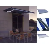 vidaXL Markise Manuell Einziehbar mit LED 500x300 cm Blau Weiß