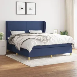 vidaXL Boxspringbett mit Matratze Blau 180x200 cm Stoff