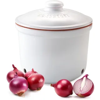 ROMERTOPF Römertopf Zwiebeltopf Frische-Topf MAXI aus Naturton, Keramik Vorratstopf Ø 20,0cm weiß