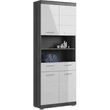 xonox.home Scout Hochschrank 74x31x191 cm Braun/Grau/Weiß Hochglanz