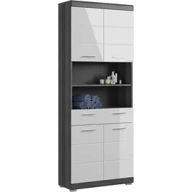 xonox.home Scout Hochschrank 74x31x191 cm Braun/Grau/Weiß Hochglanz