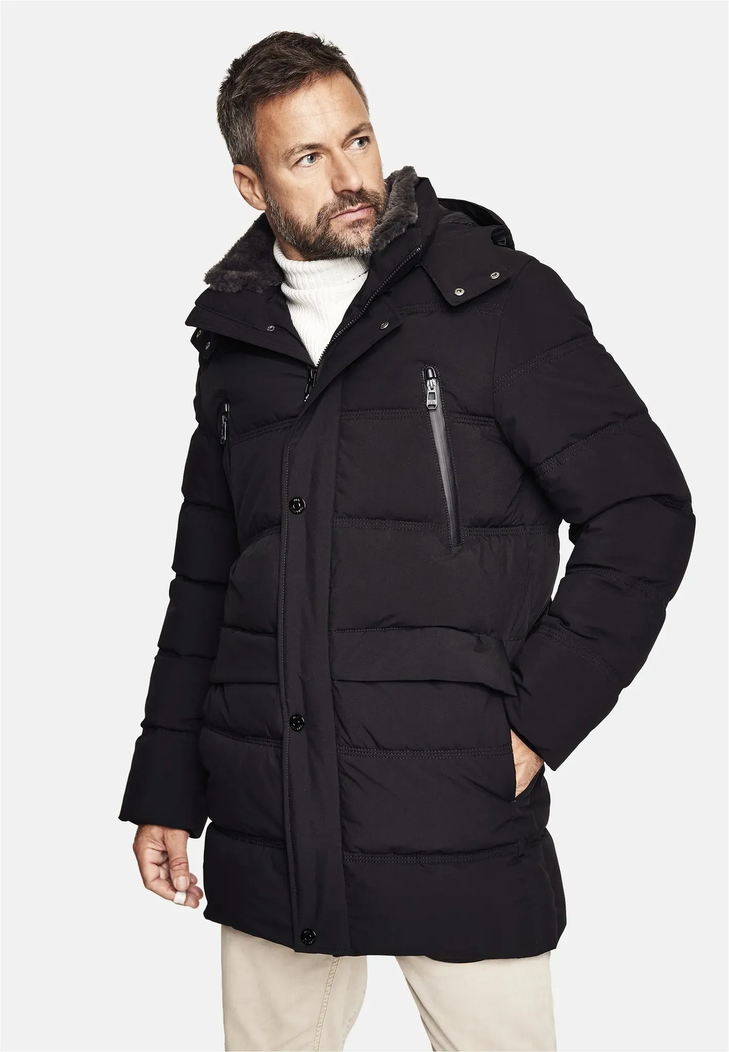 Parka NEW CANADIAN "Stepp-Parka", Herren, Gr. 28, schwarz, 100% Polyester, unifarben, elegant, lang, Langarm, Jacken, ohne tierische Produkte hergestellt