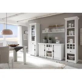 Home Affaire Wohnwand HOME AFFAIRE "California", weiß (pinie weiß), B:293cm, Kastenmöbel-Sets, Wohnwand, bestehend aus Standregal, Vitrine, Sideboard, Wandregal