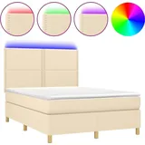 vidaXL Boxspringbett mit Matratze & LED Creme 140x200 cm Stoff