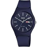 Q&Q Unisex - Uhr Silikonarmband Datumsanzeige Dornschließe 10 Bar (dunkelblau)