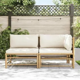 vidaXL Garten-Lounge-Set 2-tlg. cremeweiß Bambus