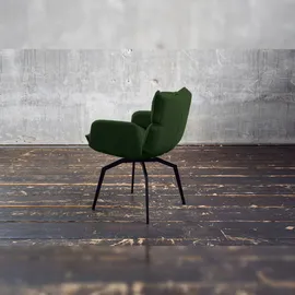 KAWOLA Esszimmerstuhl BARO Drehstuhl mit Armlehnen Stoff grün